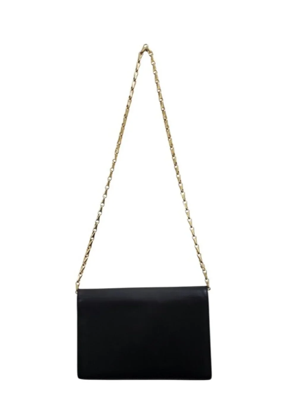 Vintage Celine Paris Black Leather Chain Shoulder Bag France Gold Hardware Rare - Picture 7 of 16